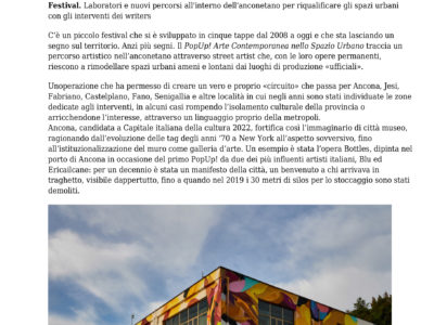 PopUp! La Street Art invade Osimo, Il Manifesto, 28 ottobre 2020, www.ilmanifesto.it